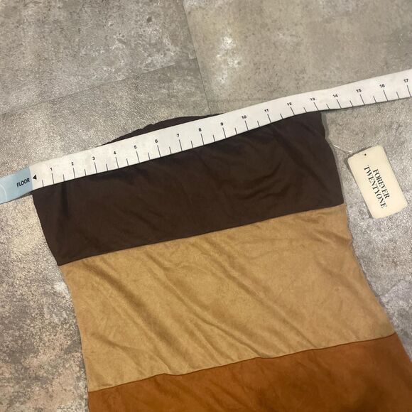 vintage y2k forever 21 nude faux suede tube top dress size small - Picture 2 of 6